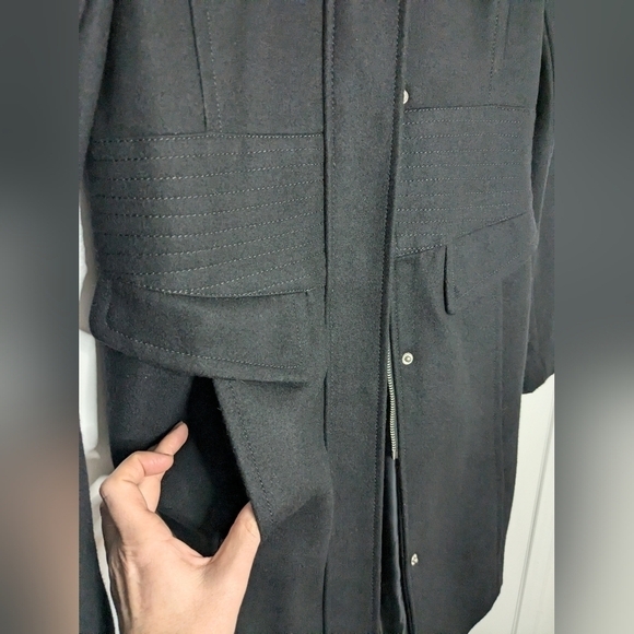 Stunning Kenneth Cole NY Black Stand Collar Wool Blend Walker Coat - Picture 8 of 11